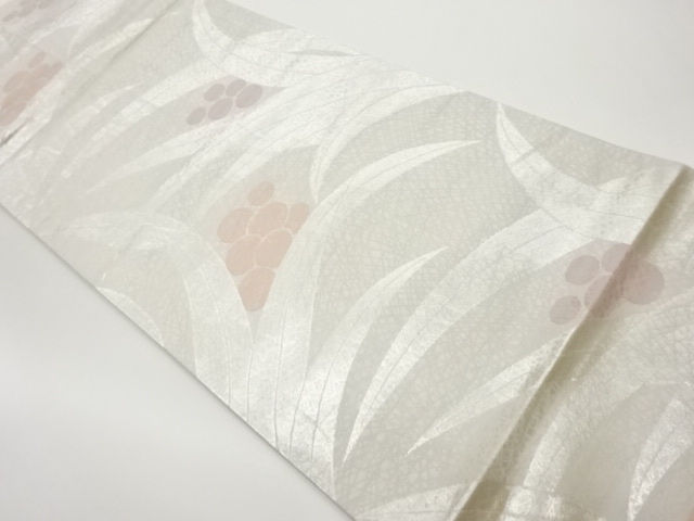 草葉に実模様織出し袋帯